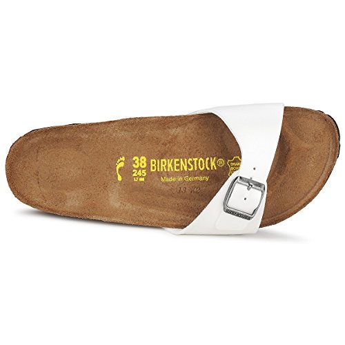 Image of Birkenstock Women's Narrow Fit Mules, White Ice Pearl Mondstein, 4.5 Big Kid