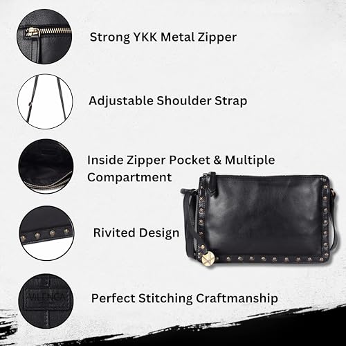 Image of Genuine Italian Leather Boho Studded Crossbody Shoulder Bag - Stylish, Durable, & Perfect for Everyday Use for women