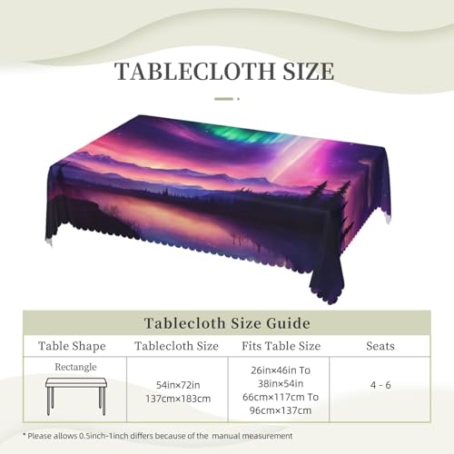 Nappe rectangulaire tissu imprimé aurores boréales pour grands dîners