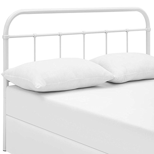 Image of Modway Serena Rustic Farmhouse Style Steel Metal King Headboard Size in White,