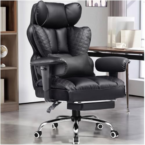 Image of GTPLAYER Big and Tall Gaming Chair 400lbs Heavy Duty Office Chair with Footrest, High Back Pocket Spring Lumbar Support, Ergonomic Wide Comfy Seated Cushion for Lower Back Pain Relief, Carbon-Black
