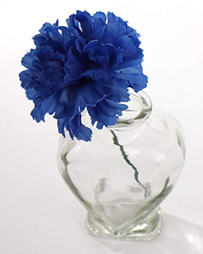 Larksilk Royal Blue Silk Carnation Picks, Artificial Flowers for Weddings, Decorations, DIY Decor, 100 Count Bulk, 3.5" Carnation Heads with 5" Stems