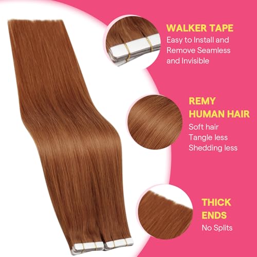 Image of Ve Sunny Hair Tape in Extensions Copper Orange | Hair Tape Extensions,20Inch 25g 10Pcs,Silky Smooth,for Wedding