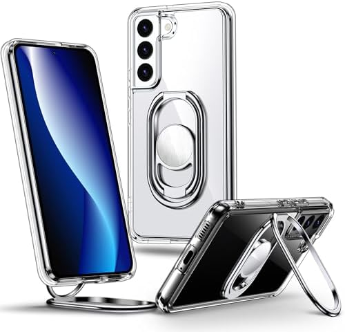 Shields Up for Galaxy S22 Plus Case with Stand, Samsung S22 Plus Case Clear with Double Ring Holder [Adjustable & Foldable] Shockproof Protective Cover for Samsung Galaxy S22 Plus - Clear