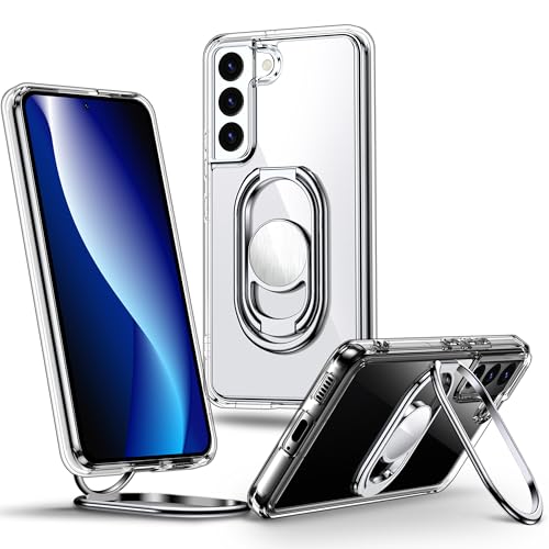 Image of SHIELDS UP for Galaxy S21 FE Back Cover with Stand, Samsung S21 FE Case Clear with Double Ring Holder [Adjustable & Foldable] Shockproof Protective Cover for Samsung Galaxy S21 FE, Clear