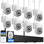 CAMCAMP Security Camera Outdoor Wireless CCTV Camera systems, 360° PTZ 8 Cameras House Security, 16CH 4K NVR 500GB, Auto Tacking, 2-Way Audio, Smart Color Night Vision, AI Human Detection, Siren Alert