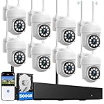 CAMCAMP Wireless Security Camera System, Expandable 16CH 4K NVR, 8PC PTZ WiFi Cameras for Home Security with Auto Human Tracking, 2 Way Audio, Smart Night Vision, CCTV Surveillance Kit(8, White)