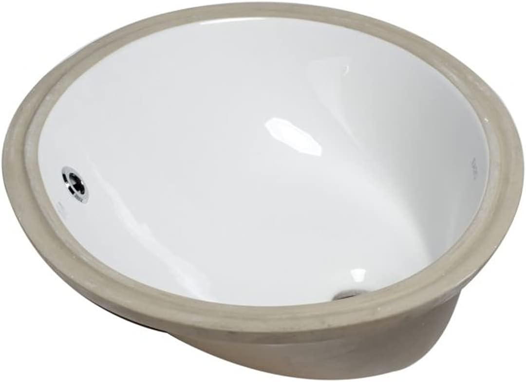 EAGO BC224 Ceramic 18"x15" Undermount Oval Bathroom Sink, White