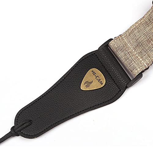 Sangle de guitare pour guitare acoustique classique et électrique, double couche de coton et lin avec extrémités en cuir, sangle d’épaule de guitare. - Les Beatles, Paul McCartney, John Lennon, RIngo Starr, George Harrison Sangle de guitare pour guitare acoustique classique et électrique, double couche de coton et lin avec extrémités en cuir, sangle d'épaule de guitare. – Image 4