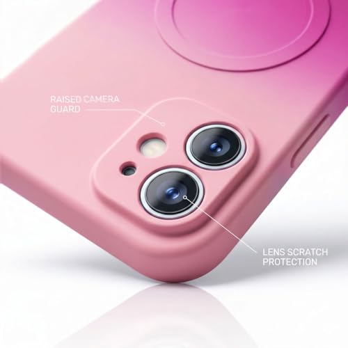 Image of amazon basics Gradient Mag-Safe Case for iPhone 11 | Soft Silicone Shockproof Cover with Camera Protection | Slim Lightweight Design | Smooth Touch & Durable - Light and Dark Pink