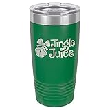 JINGLE JUICE Green 20 oz Drink Tumbler With Straw | Holiday Party Cup With Fun Christmas Quotes |...