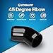 FORMUFIT 1” 45 Degree Furniture Grade PVC Fitting in Black, Made in USA, UV-Resistant, Impact-Proof, 1.315” Actual Socket Diameter (Pack of 4) - F00145E-BK-4