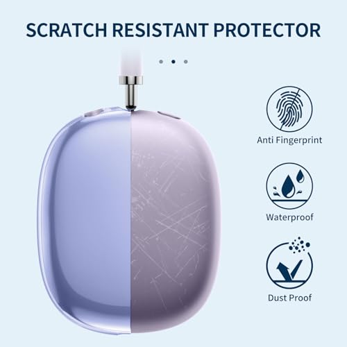 Image of Fintie Clear Case for AirPods Max 2 (2026) and AirPods Max 1 (2024 /2020) | Soft TPU Protective Cover, Anti-Scratch, Transparent Accessories Skin Protector, Travel Daily Use, Purple