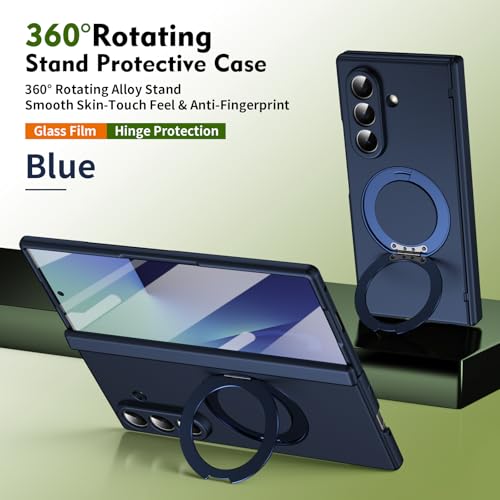 Coque Samsung Z Fold 7 magnétique bleue avec protège-écran et charnière