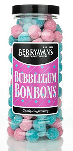 Original Bubblegum BonBons Retro Sweets Gift Jar By Berrymans Sweet Shop (Bon Bons) - Classic Sweets, Traditional Taste.