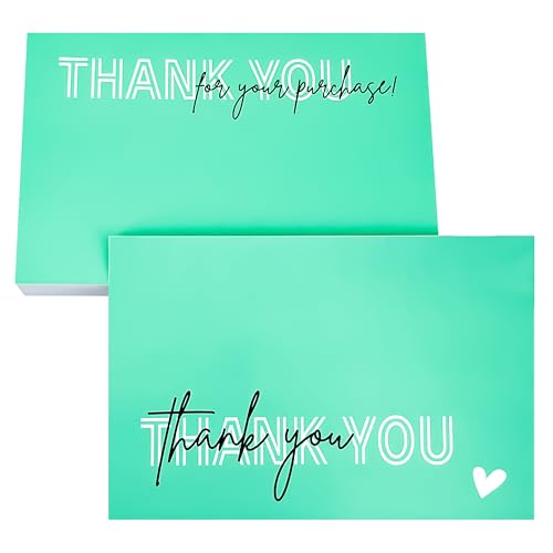 RXBC2011 Thank you for your purchase Cards client appreciation Postcard Cards Package Insert for online business Pack of 50 Green