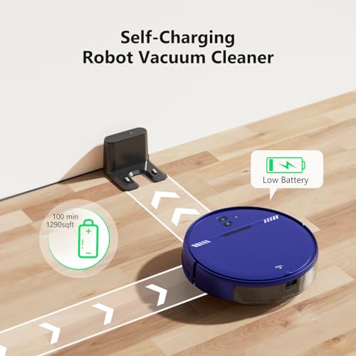 Image of Robot Vacuum Cleaner, Smart Robotic Vacuum Wi-Fi Connected, App Control, Compatible with Alexa and Google Assistant, Automatic Self-Charging Robot Vacuum Perfect for Pet Hair, Carpets and Hard Floors