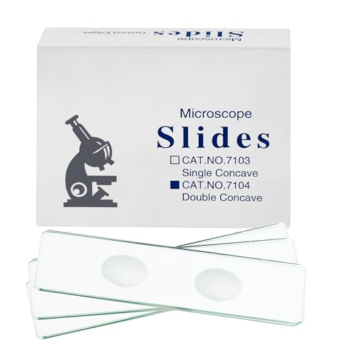 Lot de 50 lames de microscope 7104 doubles concaves en verre optique 2,5 x 7,6 cm