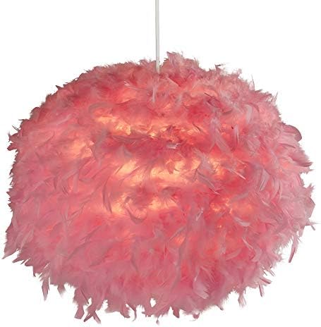 Britalia COR1001 Cortona Pink Feather Contemporary None Electric Pendant Shade 50cm | Fits to Existing Ceiling Lamp Holder