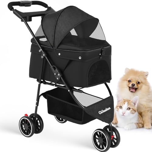 CHIHUAHUA 2-in-1 Foldable Pet Stroller with Canopy,3 Wheels Pet S...