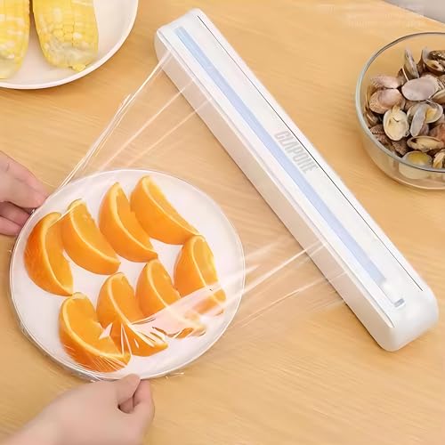 Image of CLAPONE Plastic Wrap Dispenser with Cutter & Aluminum Foil Organizer - Refillable Cling Film and Food Wrap Dispenser with Sharp Sliding Cutter Kitchen Utensil Plastic Wrap and Aluminum Foil Dispenser