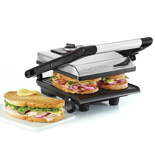 INFINITE POSSIBILITÀ: Prepara una vasta gamma di piatti con questo versatile grill elettrico! Che tu abbia voglia di sandwich creativi, succosi hamburger, toast al formaggio, croccanti hash brown o verdure grigliate, la pressa bella è ciò che fa per te