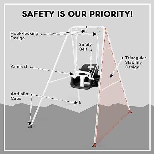 HARPPA 2 in 1 Toddler Swing Set, Foldable Kids Swing & Baby Jumper for Indoor&Outdoor Play, Adjustable Children Swing Set for Toddler Aged 1~5 Years (Black)