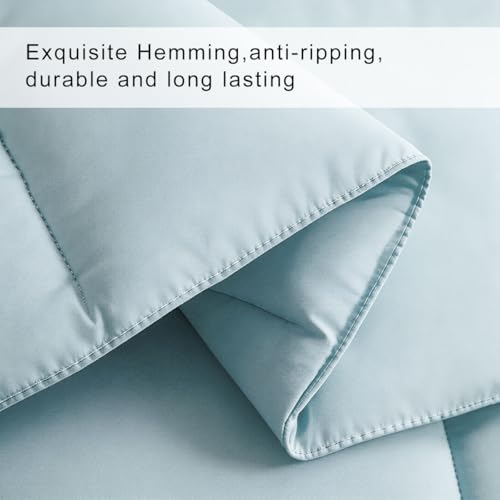 Image of COHOME Oversized King Size Comforter, All-Season Quilted Down Alternative Duvet Insert, Luxury Hotel GentleSoft Comforter with Anti-Clump Tech & 8 Tabs - Reversible - Aqua 98 x116 inches