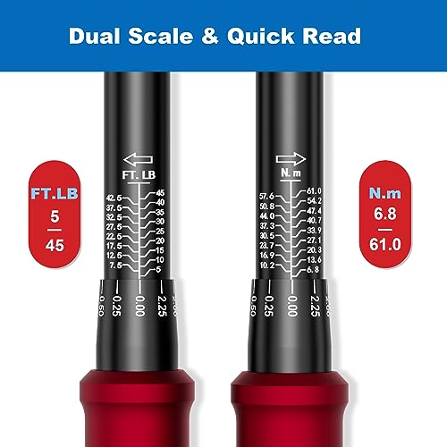SUERCUP 3/8-Inch Drive Click Torque Wrench - 5-45 Ft-Lb/6.8-61Nm, Dual-Direction Adjustable 72 Tooth Click Torque Wrench for Bike, Motorcycle and Car Repair - Image 6