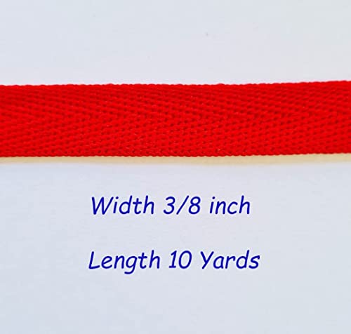 3/8 Inch X 10 Yards Cotton Twill Tape Herringbone Pattern Soft Fabric Webbing Strap Ribbon Bias Tape For Sewing Binding Valentines Gift Wrapping Diy Cloth Collar Edge Pants Drawstring Cord (Red) #TOP4