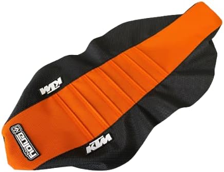Miniatura 2 de Enjoy Mfg Funda de asiento compatible con KTM 690 Enduro SMC R #232 2019-2020 (lados negros  parte superior plisada naranja)