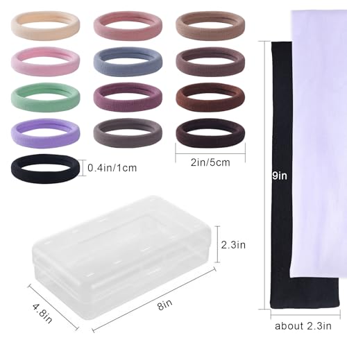 40 PCS Black Hair Ties for Thick Hair & Sweat HeadBands for Women,Hair Elastics No Damage with Plastic Box (2in Black) - Image 3