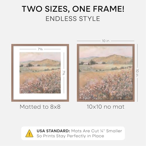Image of Homeforia 10x10 Mocha Picture Frame, High-End Metal, 8x8 Mat, Glass | High End Aluminum, Tempered Glass, Acid-Free 8x8 Removable Mat, 10x10 in Edge-to-Edge Display 10x10, Wall Kit, Set Of 2
