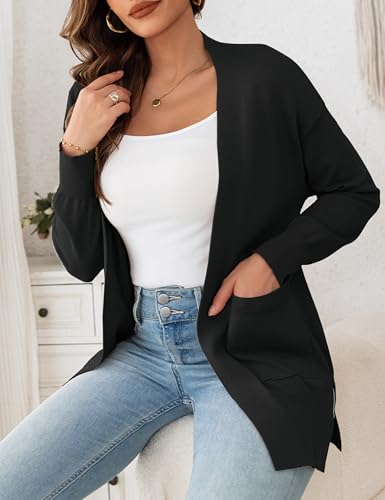 OmicGot Women's Long Sleeve Cardigan Sweaters Lightweight Casual Open Front Cropped Shrug Sweaters for Women S-XL4