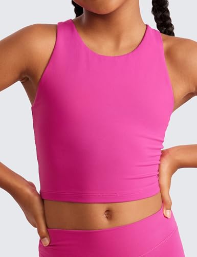 CRZ YOGA Mädchen Butterluxe Sport Tank Top Racerback Running Crop Top Ärmellos Oberteile Atmungsaktiv Tops Hibiskus-Purpur M