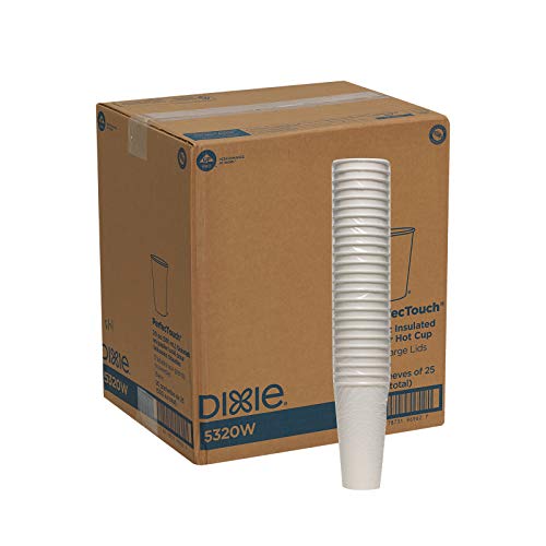 Dixie PerfecTouch 20 oz Paper Coffee Cups By GP PRO, White, 500 Count (25 Disposable Cups Per Sleeve, 20 Sleeves Per Case), 5320W by Georgia-Pacific - Used condition - US$57.41