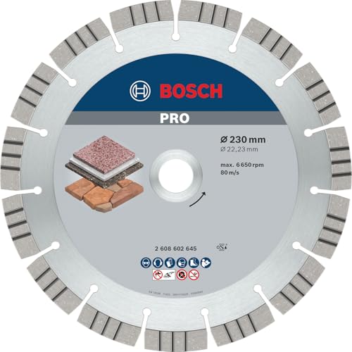 Bosch 1x PRO Stone Diamanttrennscheiben für 22,23‑mm-Bohrung und große Winkelschleifer (für Weichgestein, Harter Stein, Ø 230 mm, Professional Zubehör Großer Winkelschleifer)