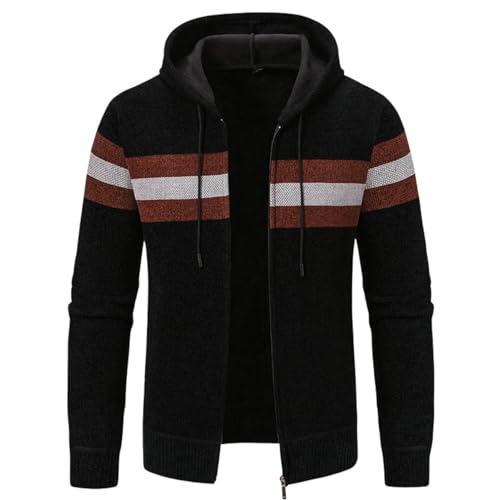 Pull à capuche chaud en tricot doublé pour homme en maille d'hiver