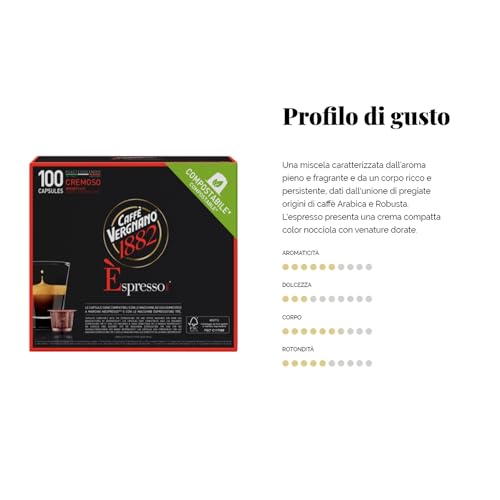 Caffè Vergnano Èspresso1882 - 100 Capsule Caffè Compatibili Nespresso e Compostabili, Cremoso - Pack da 100 capsule - Immagine 2
