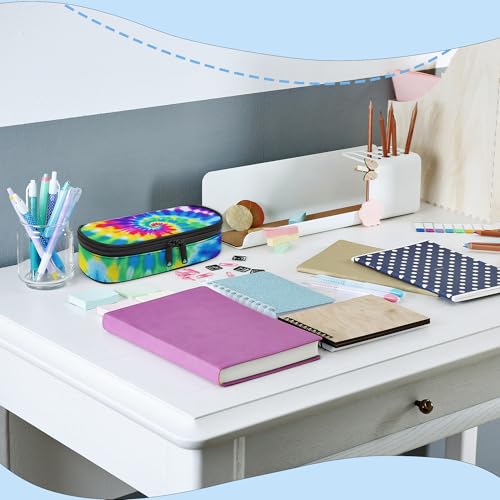 Image of Tiedye Pencil Case, Large Capacity Pen Pencil Case for Boys Girls Teen, Kids 3 Compartments Multifunction Pencil Box with Zipper Organizer, Pencil Pouch for Back to School Students