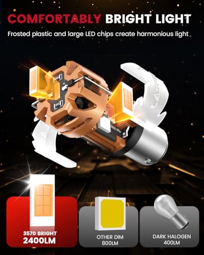Image of LASFIT D2 1157 LED Bulb Amber Built in Resistor Front Rear Turn Signal Lights Upgrade Bright Canbus Ready Anti Hyper Flash Error Free, 2pcs