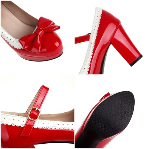 Image of FOREADA Mary Jane Shoes for Women Kawaii Platform High Heels Retro Bow Lolita Shoes Vintage Dress Pumps Black /Red /Yellow