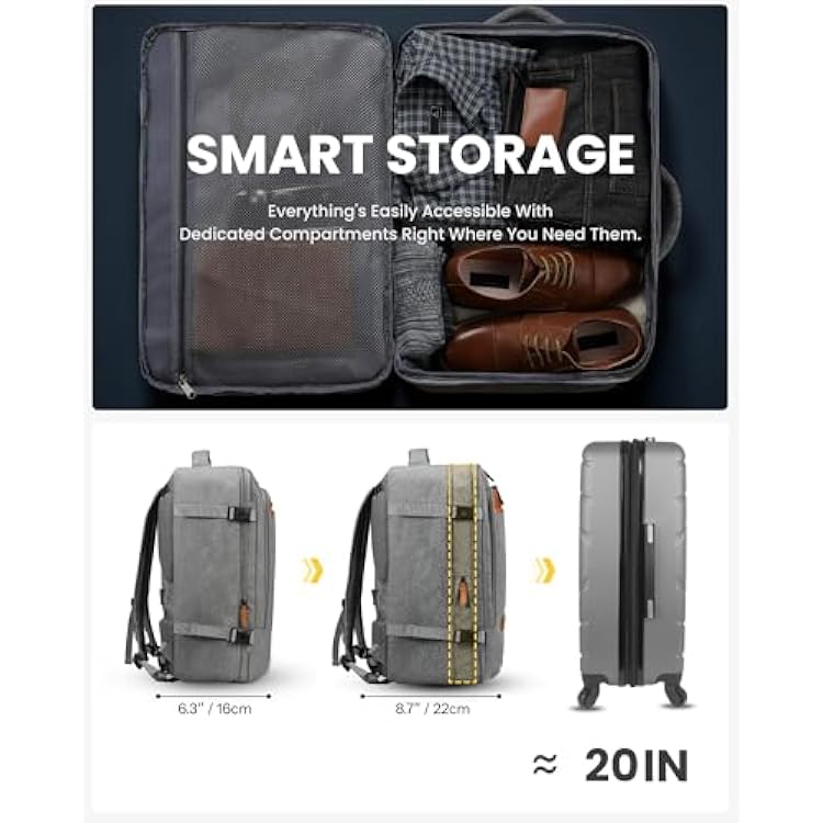 LUGGEX Travel Backpack 40L + TSA Cable Lock Bundle, Carry On Laptop Bag(Black)