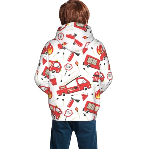 Fire Truck Kid Hoodies Boys Sweatshirts Girls Pullover with Pocket4