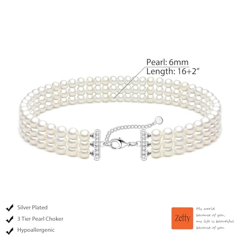 Image of Zeffy Pearl Necklace 4MM /6MM /8MM Dainty Round Imitation Pearl Choker Necklace Wedding Pearl Necklace Delicate Jewelry for Women Simple Bridesmaid Jewelry Gifts
