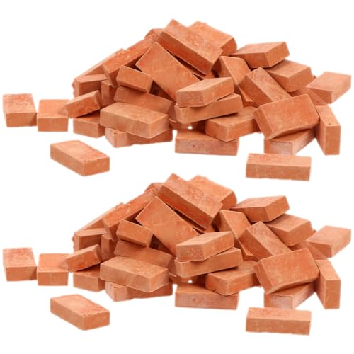 Toyvian 100 piezas de mini ladrillos rojos para manualidades, adornos en miniatura, casa de muñecas, accesorios de ladrillo DIY, maquetas, ladrillos, micro paisaje, decoración, ferrocarril, decoración