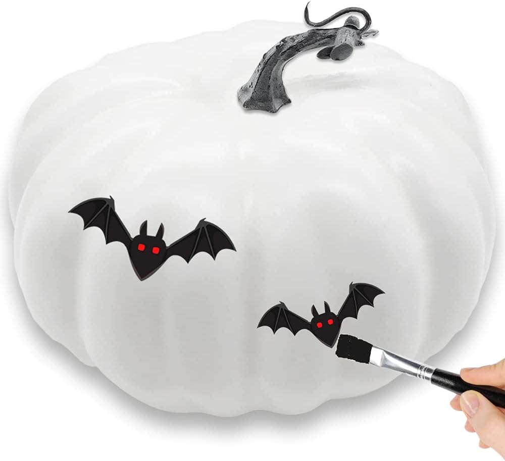 7.8 inch White Artificial Realistic Pumpkin,Fake Fall Harvest Decorative Pumpkin for Halloween,Thanksgiving Party Decor and DIY Crafts