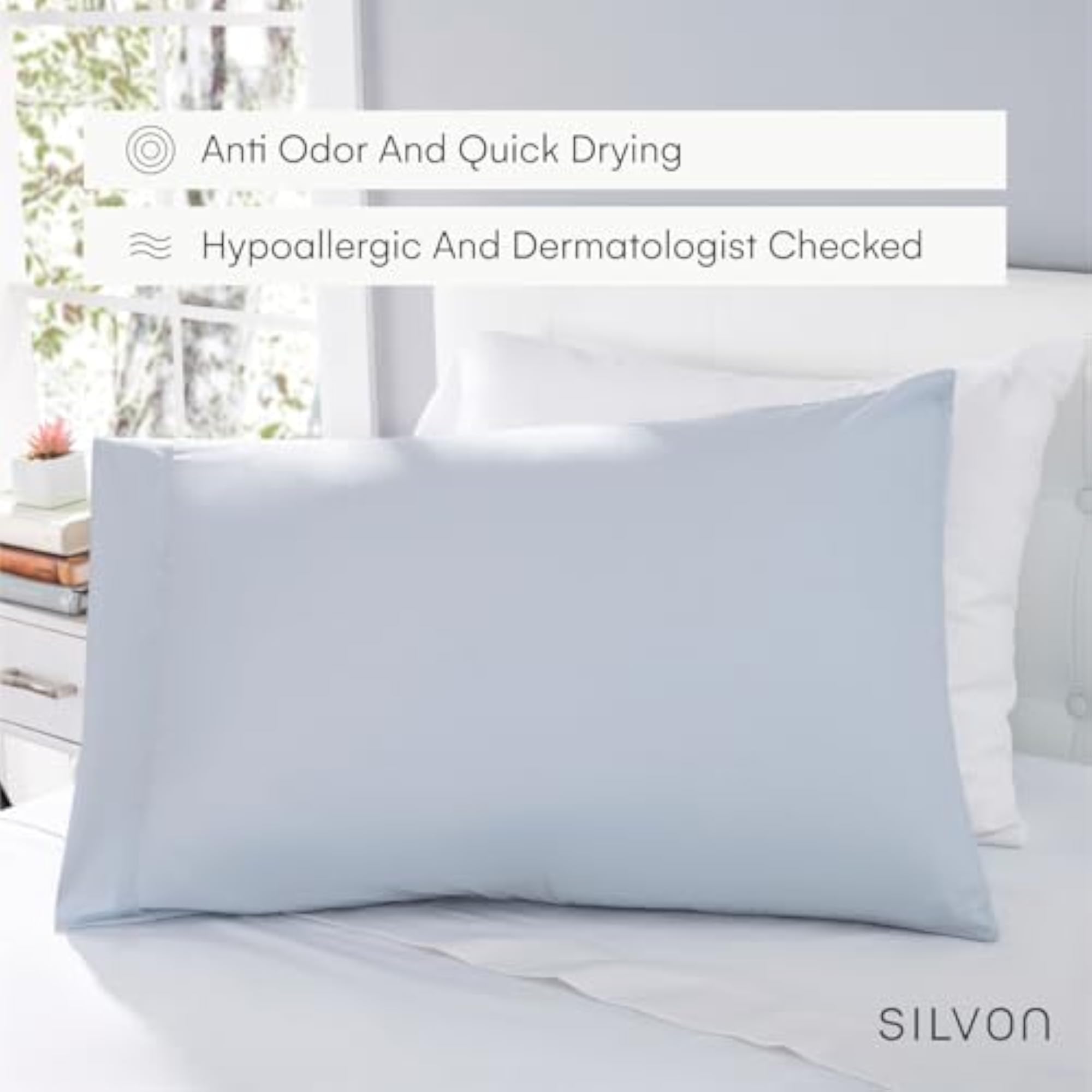 Anti-Acne Pillowcase Woven with Pure Silver, Antimicrobial, Sky