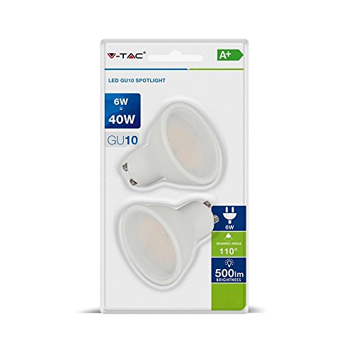 Confezione Da 2 Lampadine Led Gu10 6W, Faretto Spotlight, 6400K