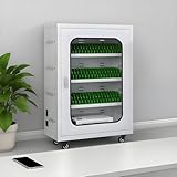 Rechargeable Mobile Phone Charging Cabinet, Portable Cellphone Charging Locker, USB Rechargeable Mobile Phone Storage Cart, with Wheels & Lock, for School, Office, Retail, Hotel,White,60 Slots